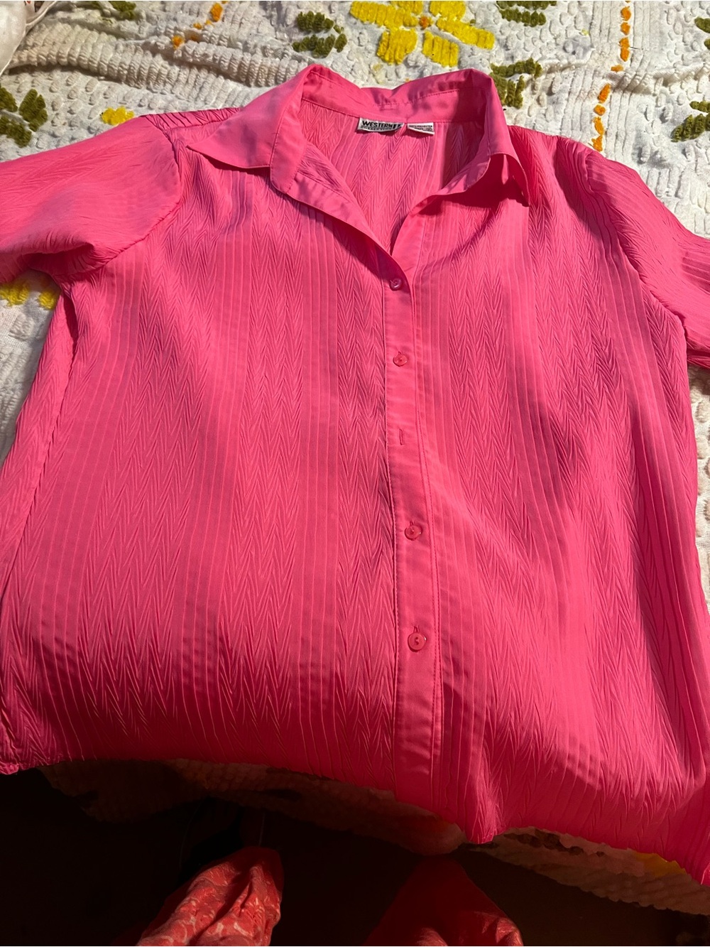 Bright Pink Button-Up Blouse